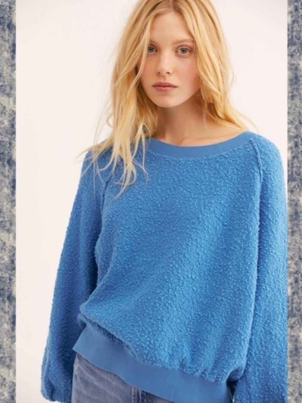 Free People new found friend balloon sleeve nubby Textured sweater swshirt top